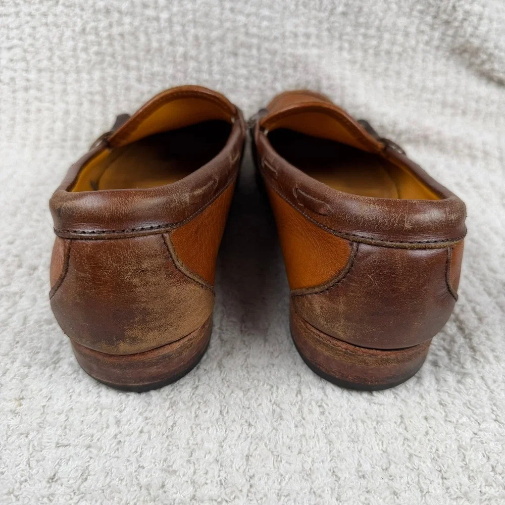 Allen Edmonds Mens 8.5 D Two Tone Brown Leather Kiltie Tassel Loafers 3038